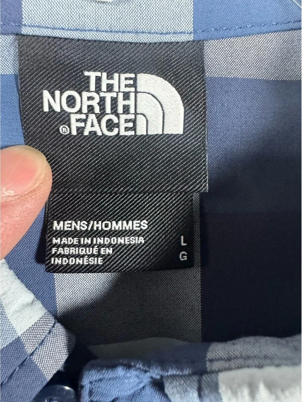 The North Face Plaid Short Sleeve Button Up Shirt Men’s Large Blue Gray